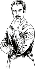 businessman black and white drawing