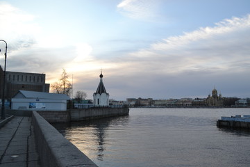 view of the city at the sunset