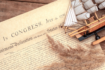 the ship on the document on the signing of the independence day of America in 1776.