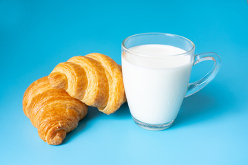 Fresh milk and croissants for breakfast