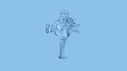 Pale Blue Jesus Cross 3d illustration 3d render