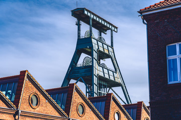 Old mine tower with destroyed building of zeche ewald recklinghausen germany