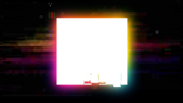 Glitch, square colored with transmission problem, grain, errors and distortions