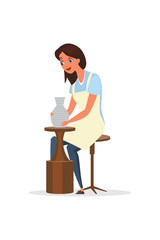 Potter, ceramist flat color vector illustration