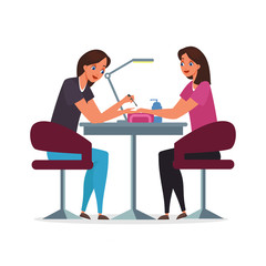 Beauty salon, manicure room flat illustration