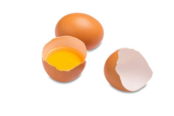 Chicken eggs on a white background.