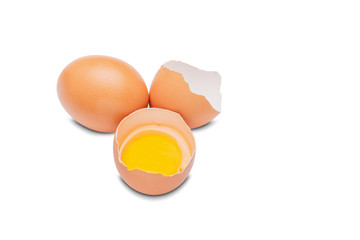 Chicken eggs on a white background.