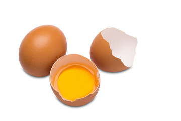 Chicken eggs on a white background.