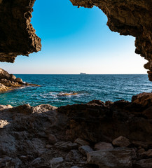 Climbed inside a cave to shoot Filfla from a different perspective, a small island near Malta