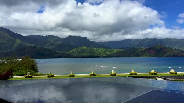 Time lapse infinity pool from St. Regis balcony Princeville Kauai Hawaii