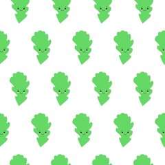 abstract green cute oak leaves background. flat style