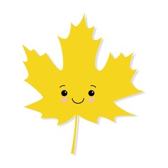 cute autumn maple leaf vector on a white background