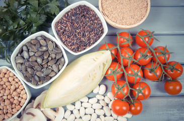 Food ingredients containing a large amount of zinc. Healthy diet.