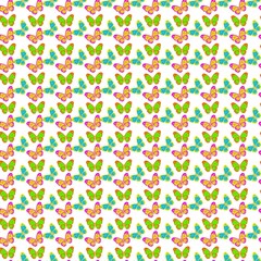 Several beautiful multicolored butterflies on the background. Seamless Wallpaper pattern.  The ability to stretch to any size in all directions without loss of quality.  Vector illustration. 