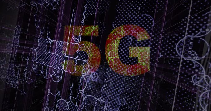5G text with animated background