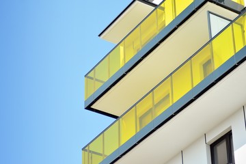 Modern european complex of apartment buildings. Fragment of a modern residential apartment building.