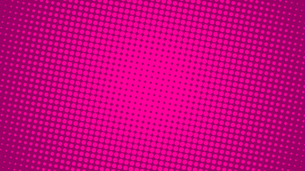 Bright pink and magenta retro pop art background with dots. Vector abstract background with halftone dots design.