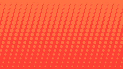 Red orange pop art background with turquoise halftone dots design, abstract vector illustration in retro comics style