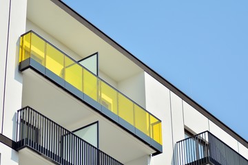 Modern european complex of apartment buildings. Fragment of a modern residential apartment building.