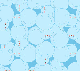 Fat cat pattern seamless. Thick pet background. Cute animal Cartoon style vector. Children cloth texture