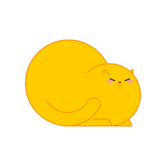 Fat cat isolated. Thick pet. Cute animal Cartoon style vector