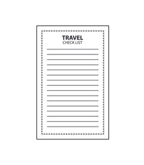 Travel checklist. Black gray linear icon on isolated white background.