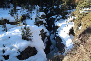 Snow And Ice In The Maligne Canyon, Jasper National Park, Alberta