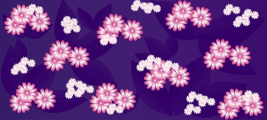 Spring flowers pattern, graphic floral motive. Graphic flowers.