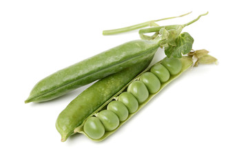 Fresh peas isolated on white background 