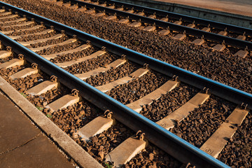 Train rails in country landscape