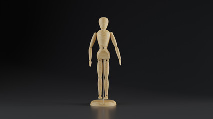 Wooden Human Figure 3D Rendering