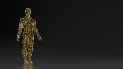 Low Poly Gold Human 3D Rendering
