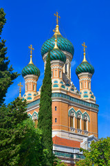 Fototapeta na wymiar St Nicholas Russian Orthodox Cathedral (opened in 1912). Nice, France