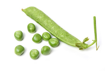Fresh peas isolated on white background 