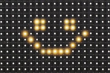 Dots matrix led diplay with illuminated symbol of smile face