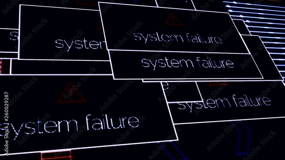 Aufkleber abstract animaion of warning notifications all over the screen with interference, digital system sec