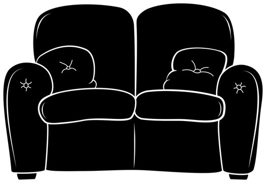 recommend clip art: Couch with pillow silhouette. Vector sofa icon.