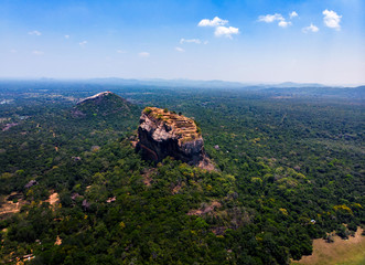 Sigiriya rock fortress in Central Province of Sri Lanka aerial view