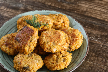 Useful chickpea patties on a plate