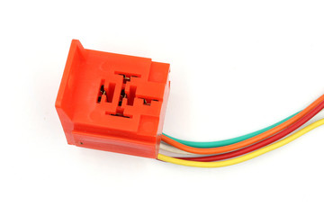 socket for electric relay, Relay, magnetic contactor, 12v auto part isolated on white background.