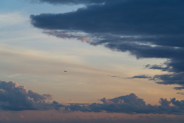 Airplane is going into clouds