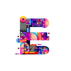 Vector colorful alphabet font letter E for logo, illustration, and background