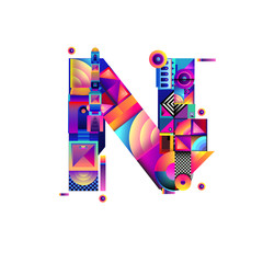 Vector colorful alphabet font letter N for logo, illustration, and background