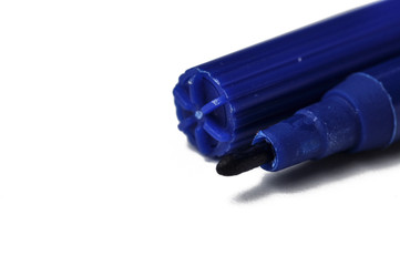 Blue felt pen isolated on a white background.Felt pen copy space