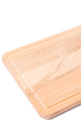 Brand new kitchen rectangle wooden board for cutting food groceries isolated above white background.