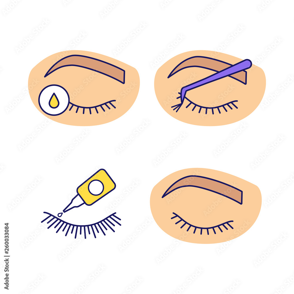 Wall mural eyelash extension color icons set