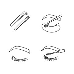 Eyelash extension linear icons set