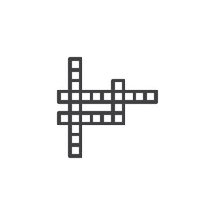 Obraz premium Crossword puzzle line icon. linear style sign for mobile concept and web design. Carved crossword outline vector icon. Recreation symbol, logo illustration. Pixel perfect vector graphics