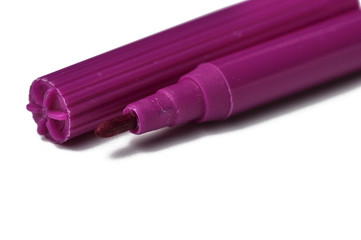 Purple felt pen isolated on a white background.Felt pen copy space