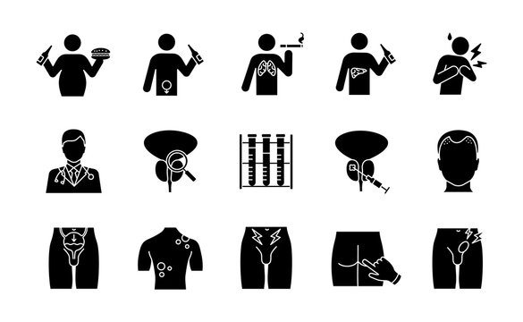 Men’s health glyph icons set